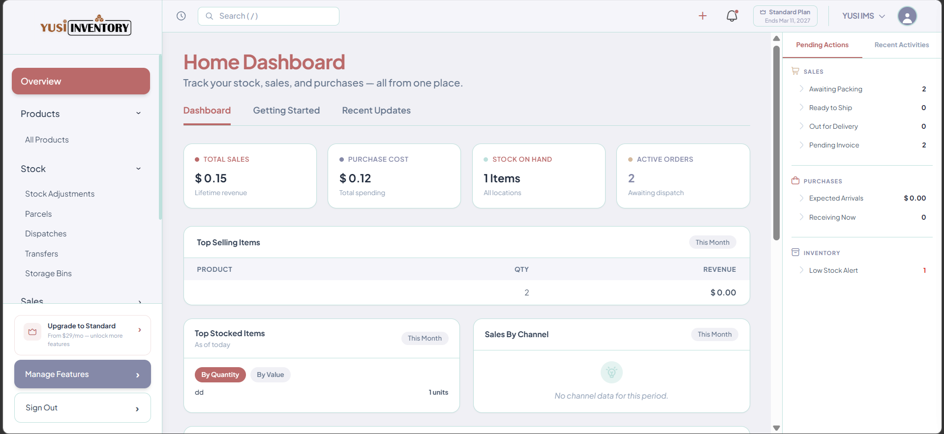 YUSI Inventory Dashboard